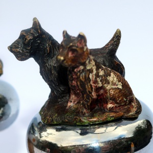 An extremely rare pair cold painted bronze novelty animal Bottle Stoppers C.1900