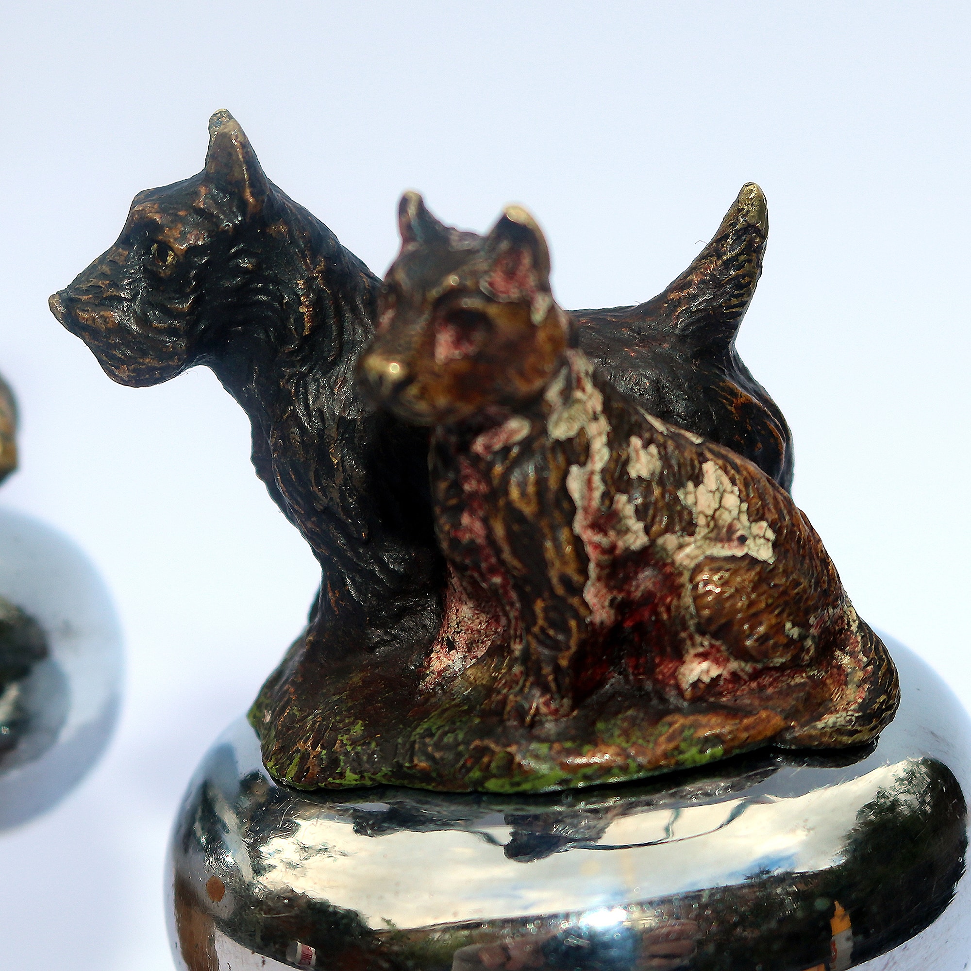 An extremely rare pair cold painted bronze novelty animal Bottle Stoppers C.1900