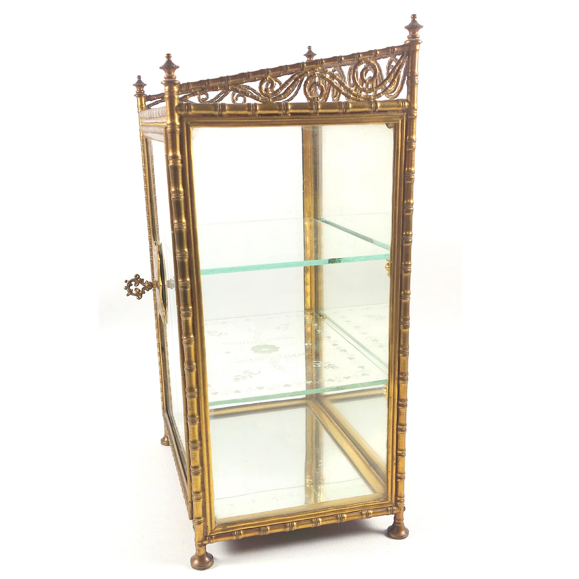 A rare antique French gilt miniature novelty Curio Cabinet Vitrine 31cm C.19thC