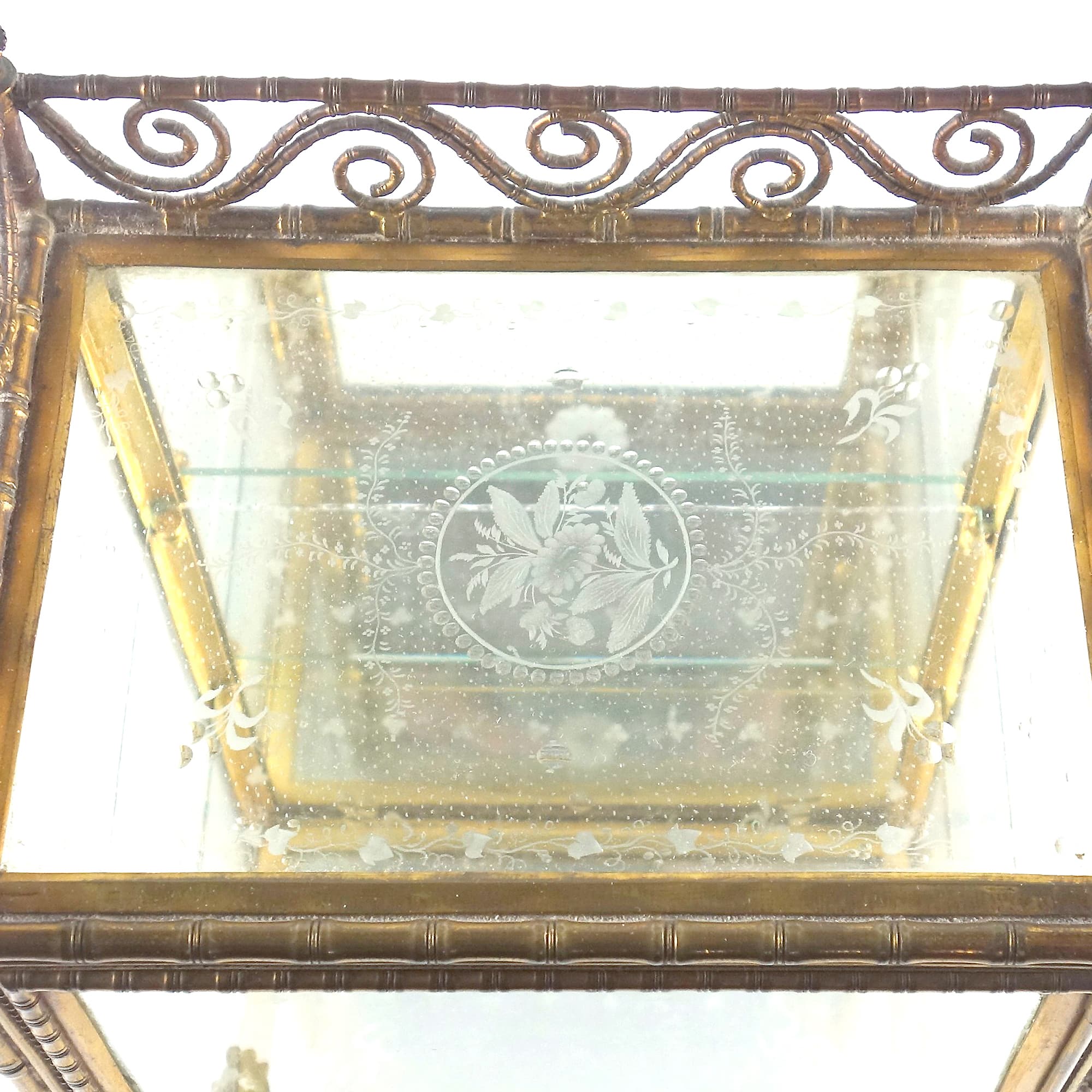 A rare antique French gilt miniature novelty Curio Cabinet Vitrine 31cm C.19thC