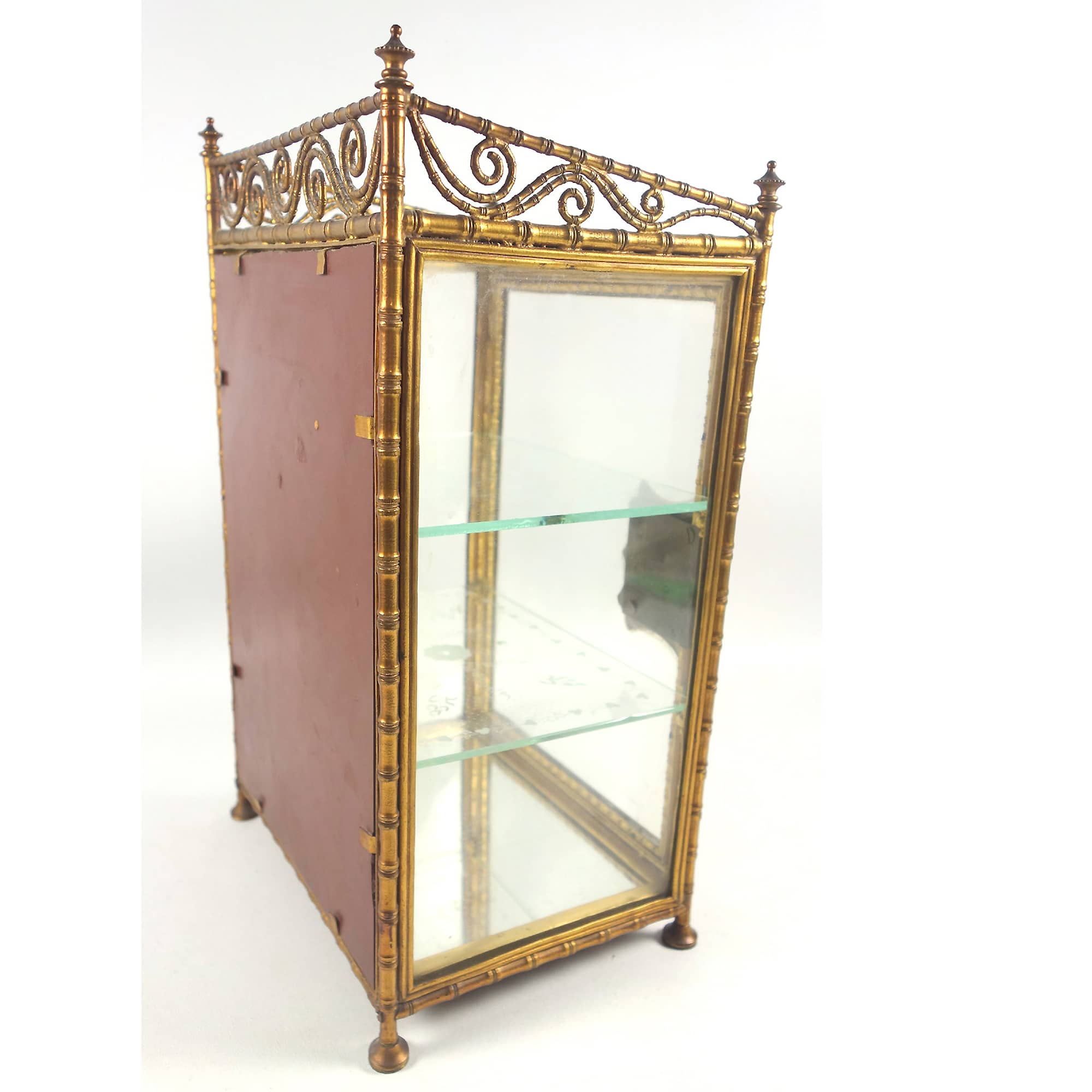 A rare antique French gilt miniature novelty Curio Cabinet Vitrine 31cm C.19thC