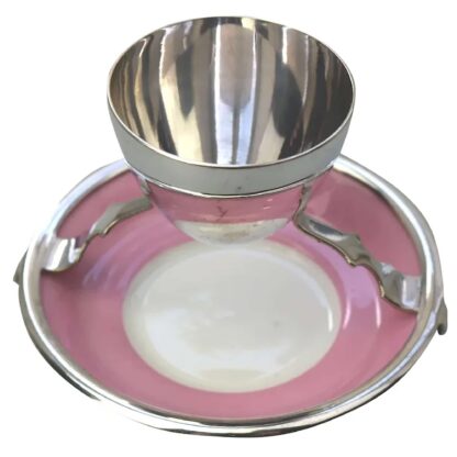A Christopher Dresser antique novelty Egg Cup & Saucer by Hukin & Heath C.1900's