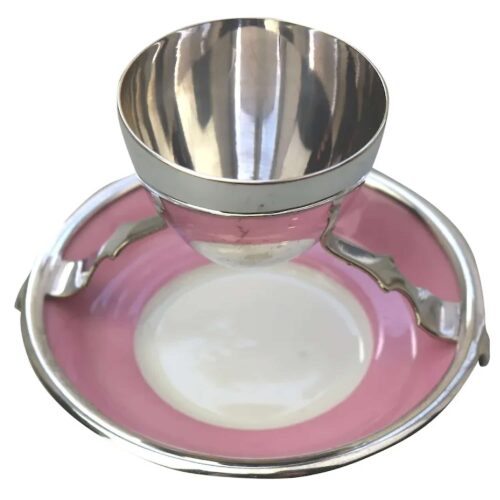 A Christopher Dresser antique novelty Egg Cup & Saucer by Hukin & Heath C.1900's