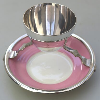 A Christopher Dresser antique novelty Egg Cup & Saucer by Hukin & Heath C.1900's - Image 3