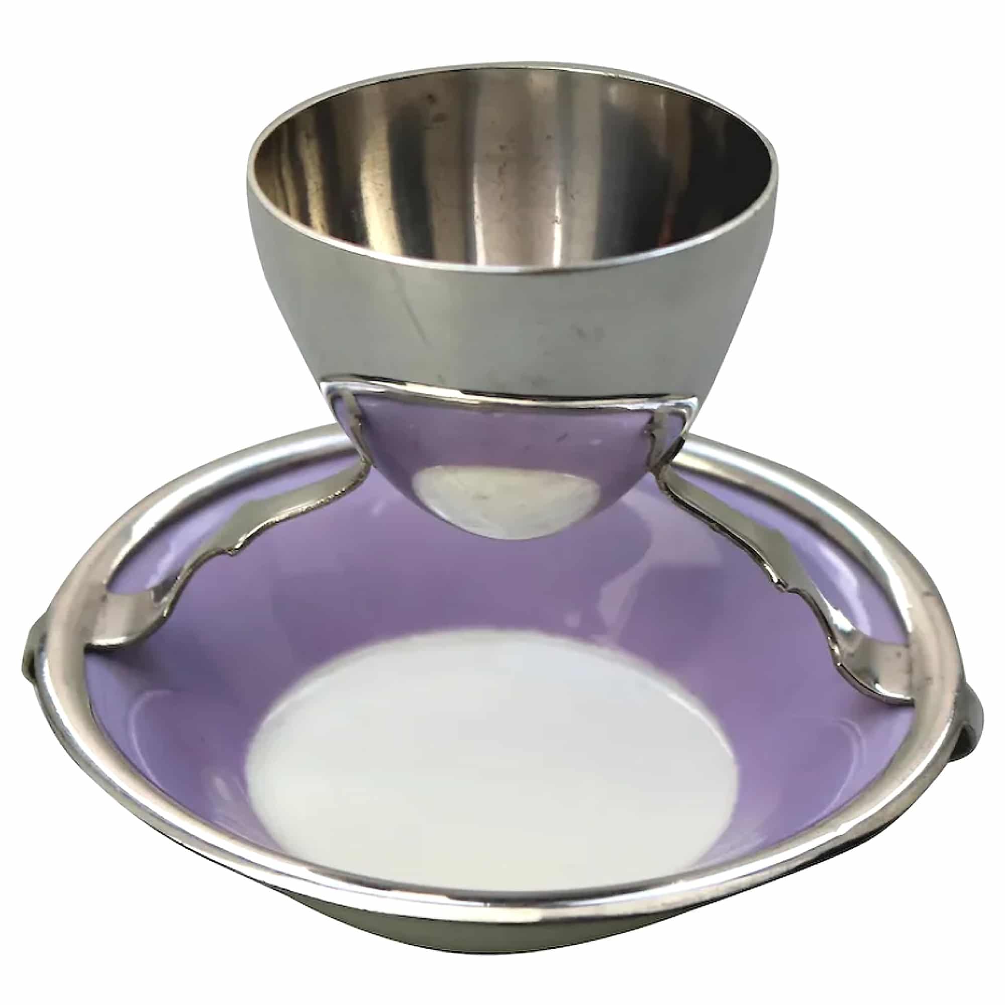 A Christopher Dresser antique novelty Egg Cup & Saucer by Hukin & Heath C.1900's