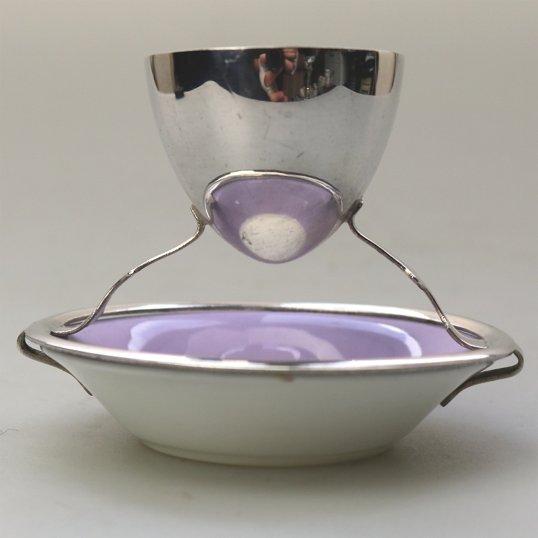 A Christopher Dresser antique novelty Egg Cup & Saucer by Hukin & Heath C.1900's - Image 4