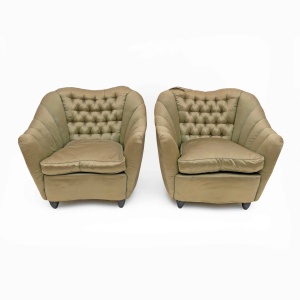 Pair of Gio Ponti Mid-Century Modern Curved Armchairs for Casa e Giardino, 1940s