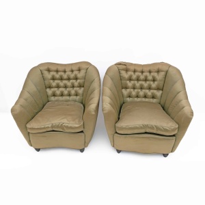 Pair of Gio Ponti Mid-Century Modern Curved Armchairs for Casa e Giardino, 1940s