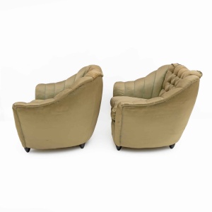 Pair of Gio Ponti Mid-Century Modern Curved Armchairs for Casa e Giardino, 1940s