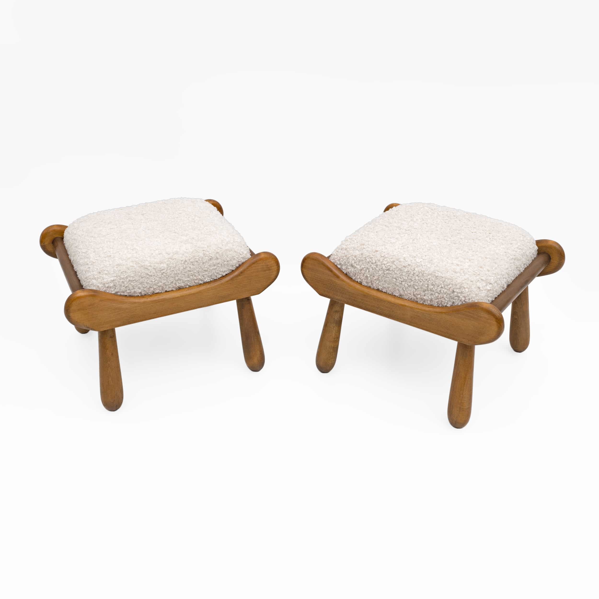 Pair of Philip Arctander Style Mid-century Modern Beech Stool, 1960s