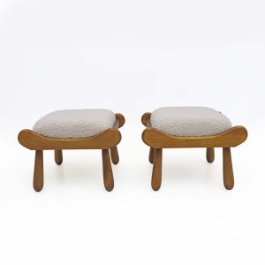 Pair of Philip Arctander Style Mid-century Modern Beech Stool, 1960s