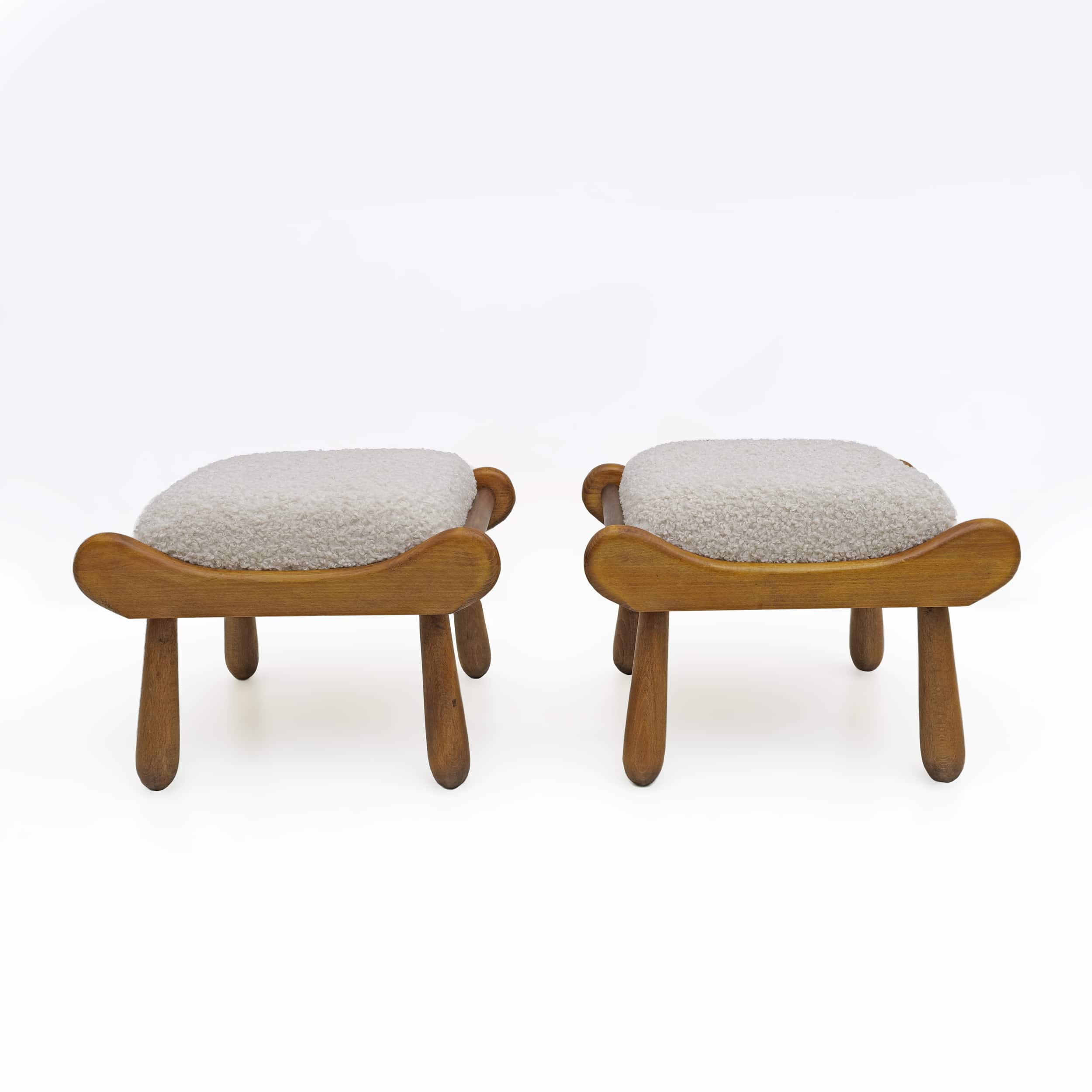 Pair of Philip Arctander Style Mid-century Modern Beech Stool, 1960s