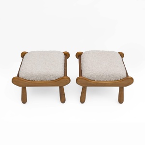 Pair of Philip Arctander Style Mid-century Modern Beech Stool, 1960s