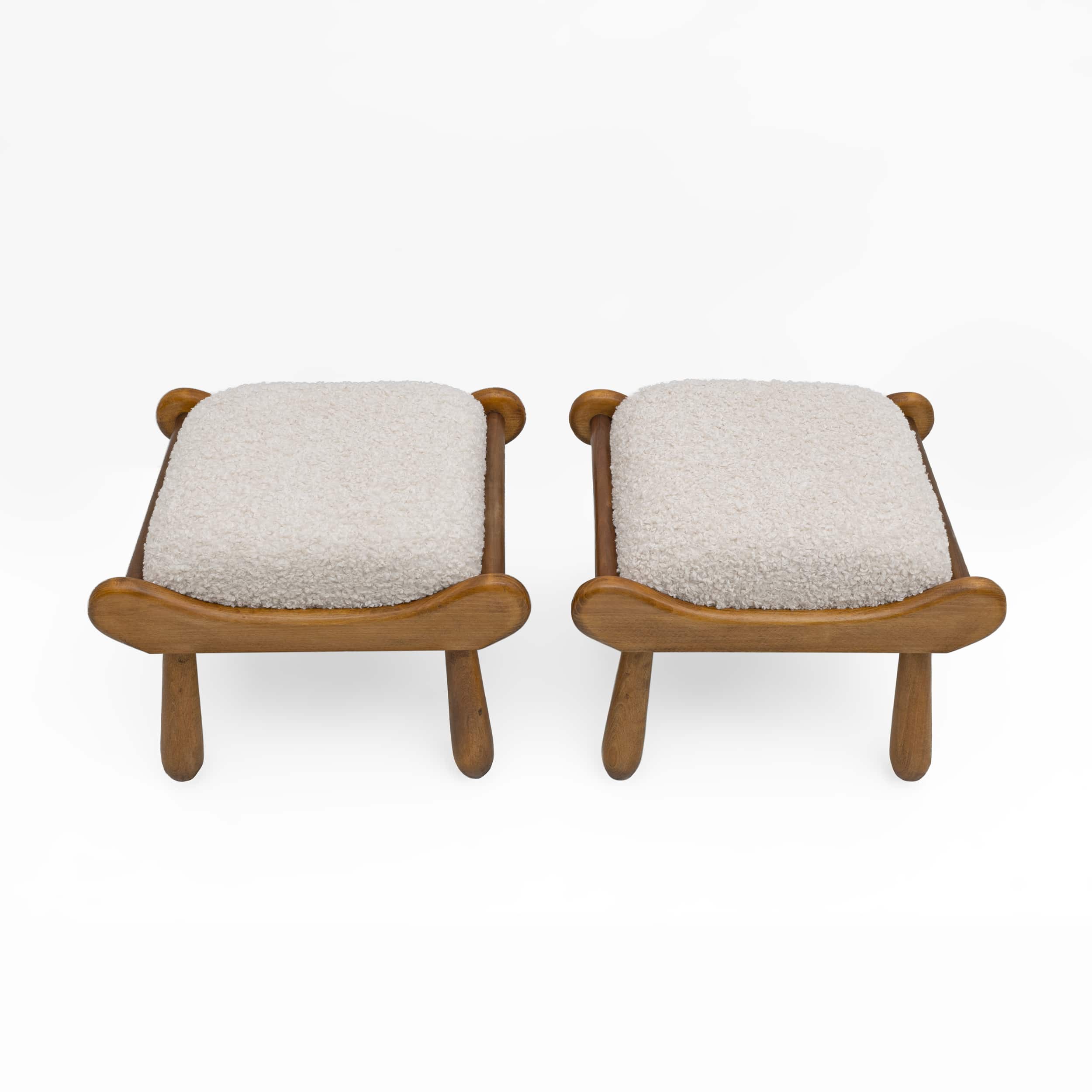 Pair of Philip Arctander Style Mid-century Modern Beech Stool, 1960s