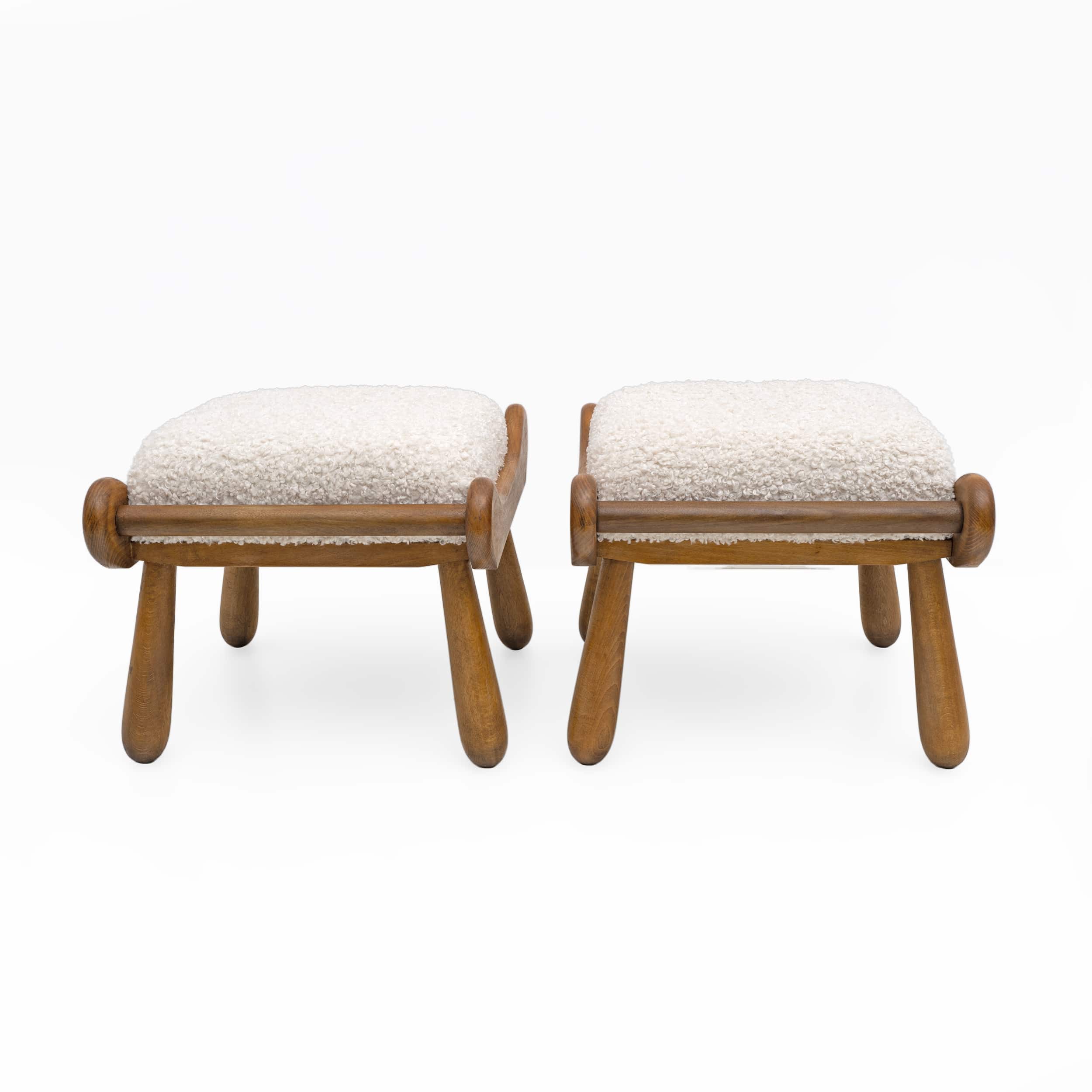 Pair of Philip Arctander Style Mid-century Modern Beech Stool, 1960s