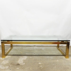Vintage Rectangular Brass & Smoked Glass Coffee Table, 1970s