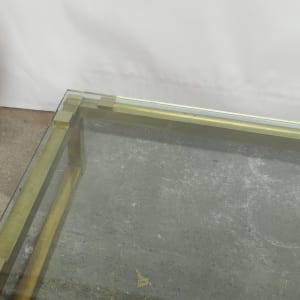 Vintage Rectangular Brass & Smoked Glass Coffee Table, 1970s