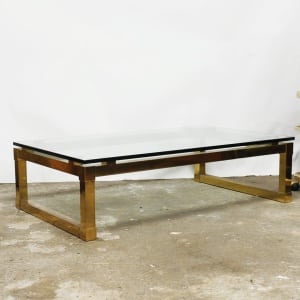 Vintage Rectangular Brass & Smoked Glass Coffee Table, 1970s