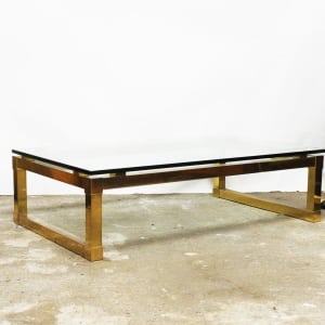 Vintage Rectangular Brass & Smoked Glass Coffee Table, 1970s
