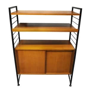 Mid Century Teak Shelving System With Cupboard Ladderax By Robert Heal For Staples, 1960s