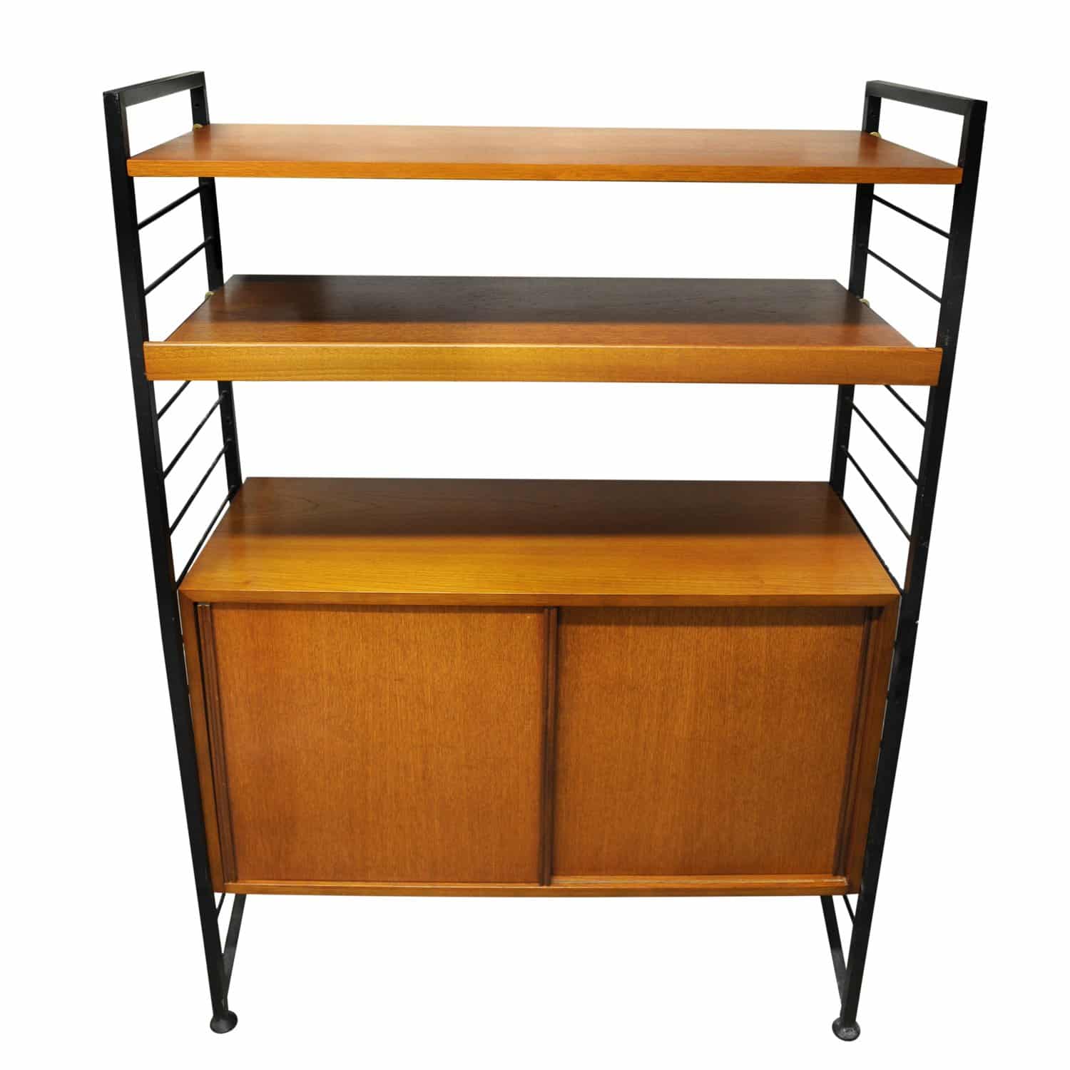 Mid Century Teak Shelving System With Cupboard Ladderax By Robert Heal For Staples, 1960s