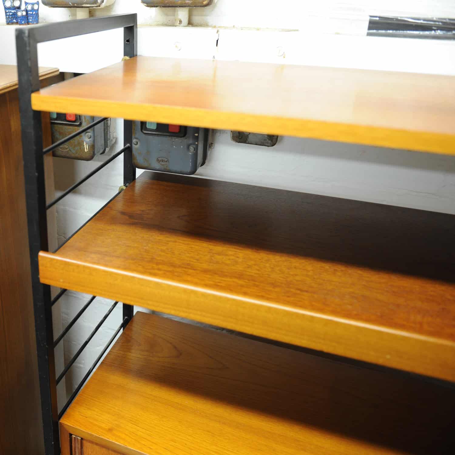 Mid Century Teak Shelving System With Cupboard Ladderax By Robert Heal For Staples, 1960s