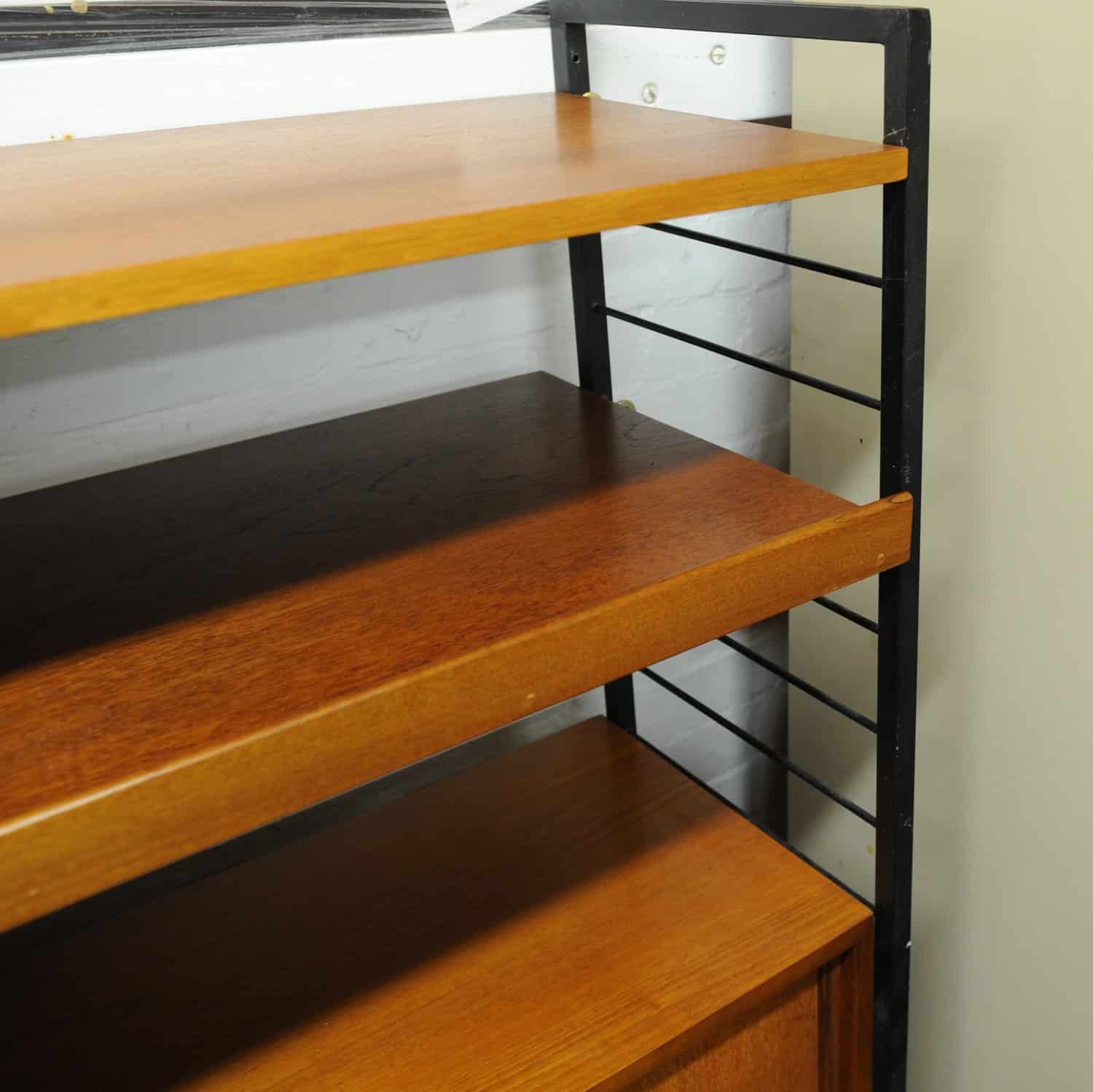 Mid Century Teak Shelving System With Cupboard Ladderax By Robert Heal For Staples, 1960s