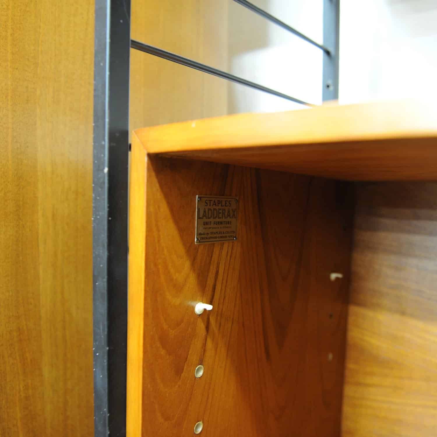 Mid Century Teak Shelving System With Cupboard Ladderax By Robert Heal For Staples, 1960s