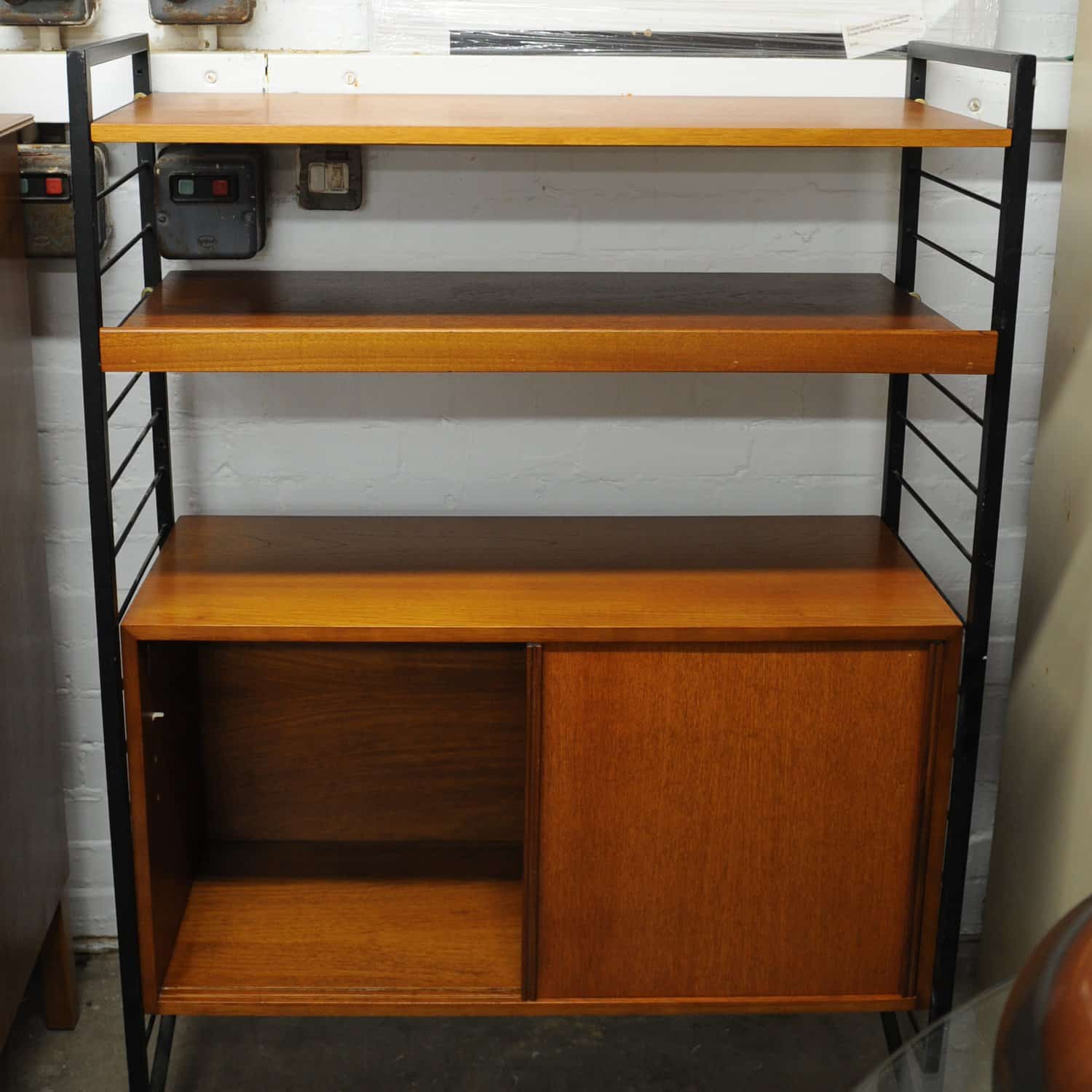 Mid Century Teak Shelving System With Cupboard Ladderax By Robert Heal For Staples, 1960s