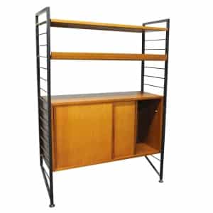 Mid Century Teak Shelving System With Cupboard Ladderax By Robert Heal For Staples, 1960s