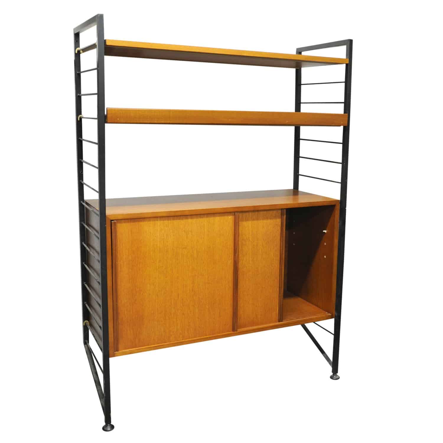 Mid Century Teak Shelving System With Cupboard Ladderax By Robert Heal For Staples, 1960s