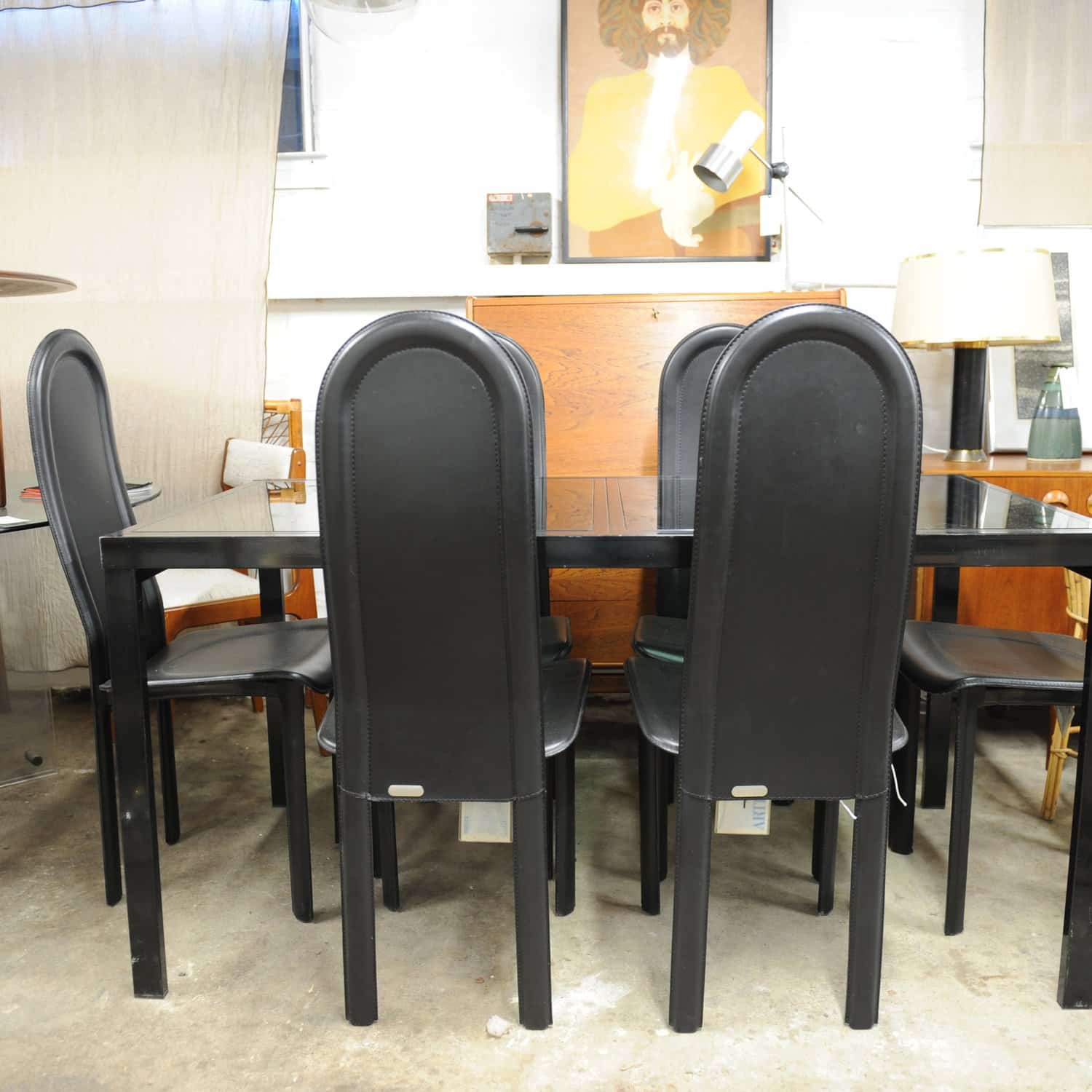 Vintage Black Extendable Dining Table Attributed To Milo Baughman, 1970s