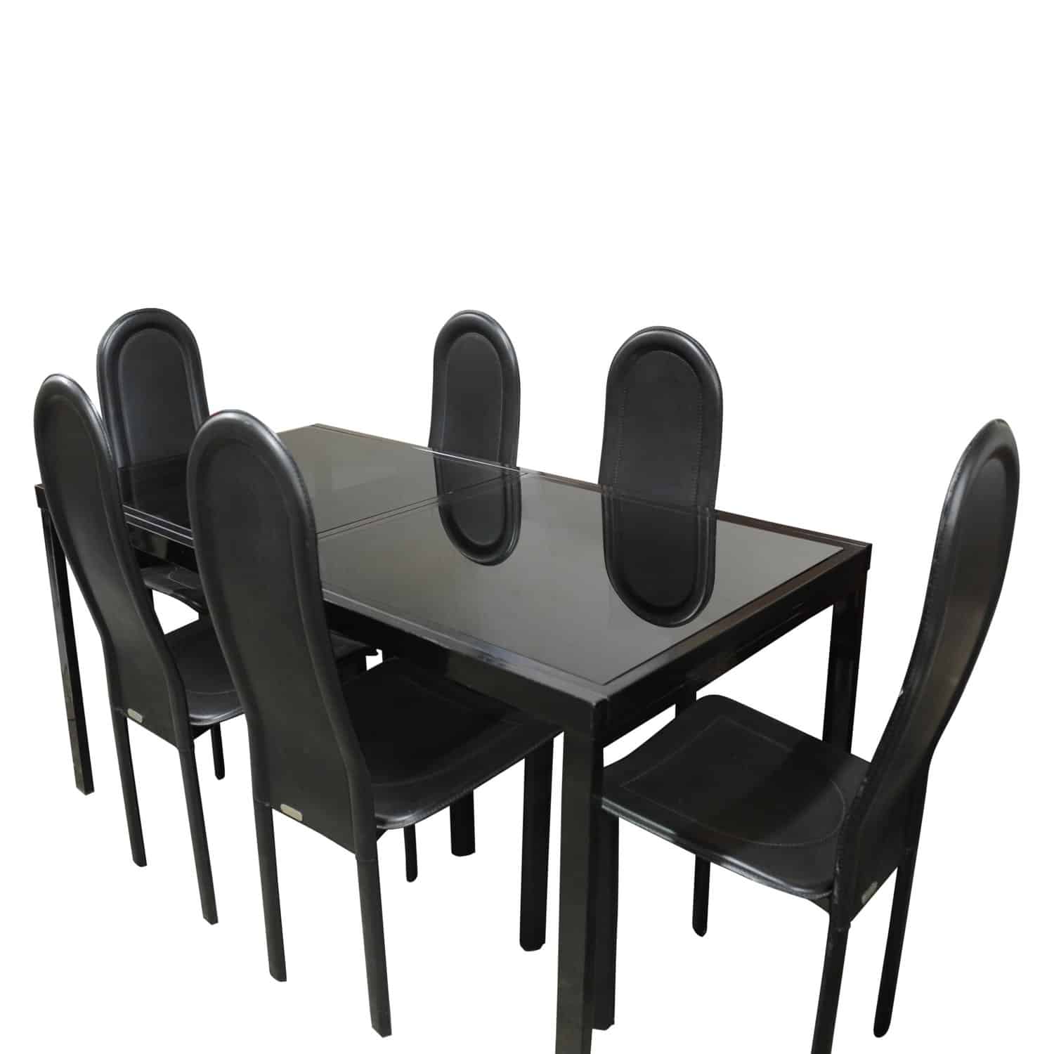 Vintage Black Extendable Dining Table Attributed To Milo Baughman, 1970s