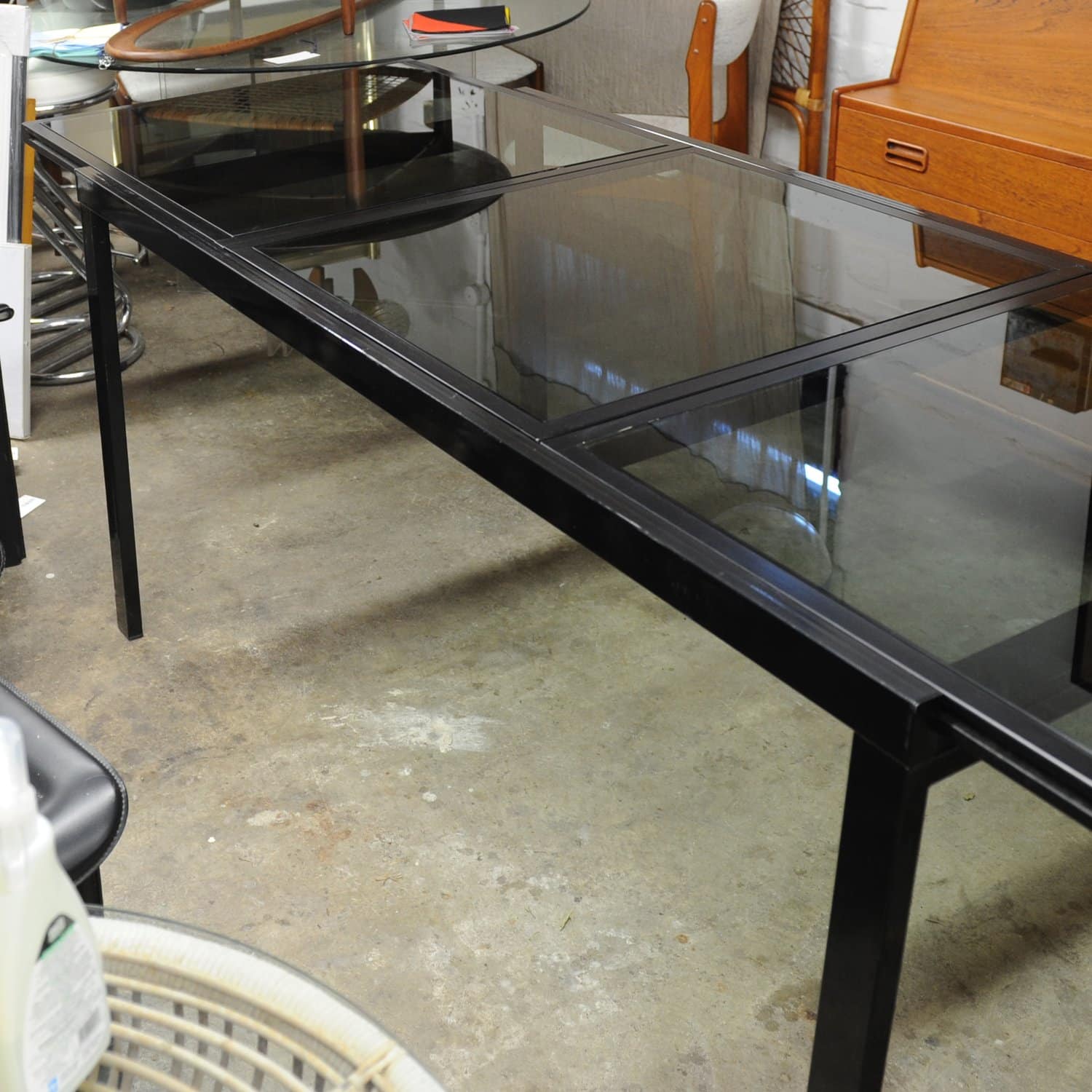 Vintage Black Extendable Dining Table Attributed To Milo Baughman, 1970s