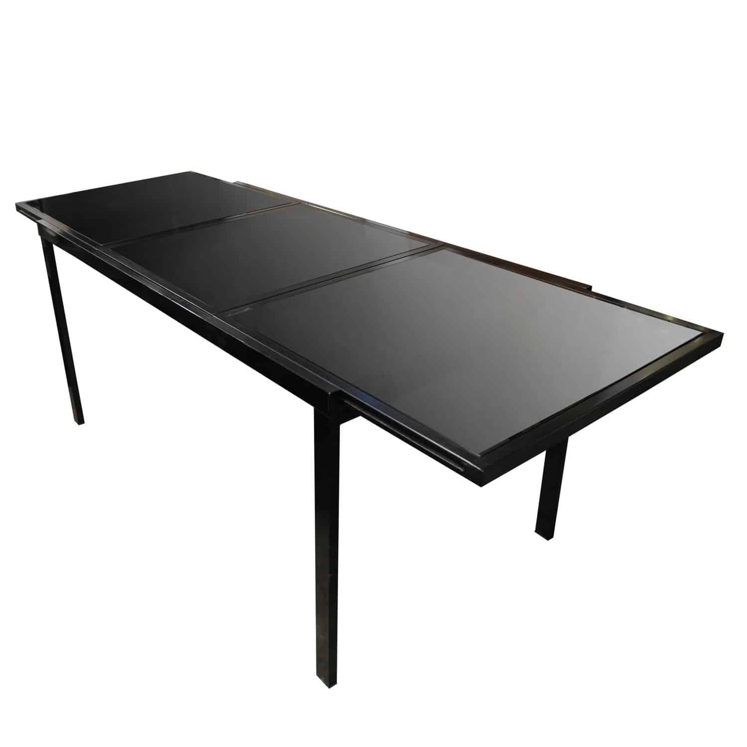 Vintage Black Extendable Dining Table Attributed To Milo Baughman, 1970s