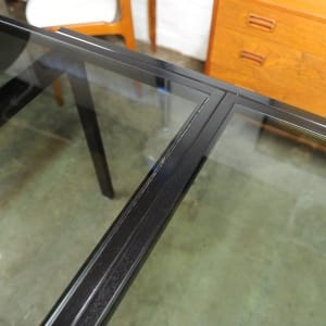 Vintage Black Extendable Dining Table Attributed To Milo Baughman, 1970s