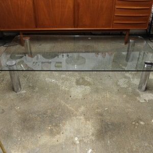 Large Glass & Chrome Coffee Table By Marco Zanuso For Zanotta, Italy, 1960s