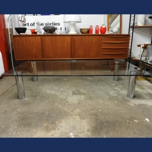 Large Glass & Chrome Coffee Table By Marco Zanuso For Zanotta, Italy, 1960s
