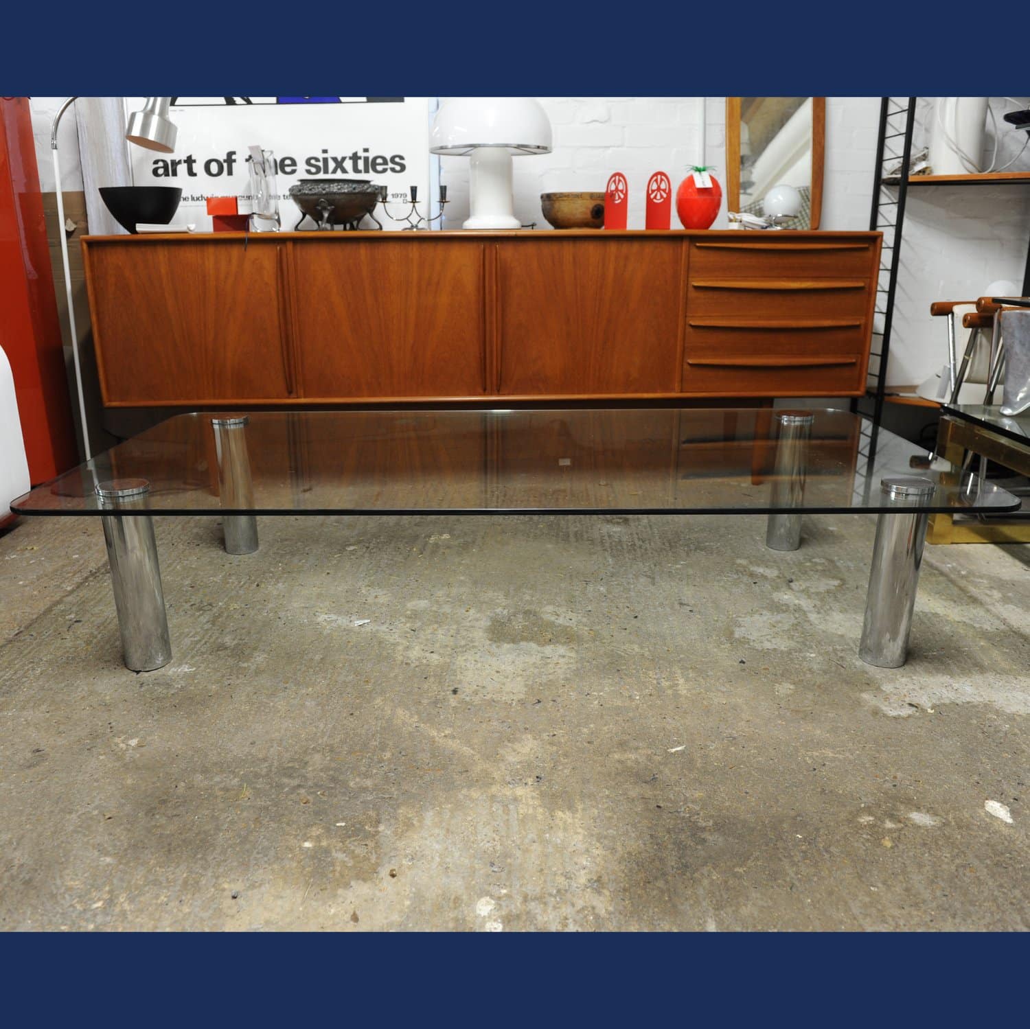 Large Glass & Chrome Coffee Table By Marco Zanuso For Zanotta, Italy, 1960s
