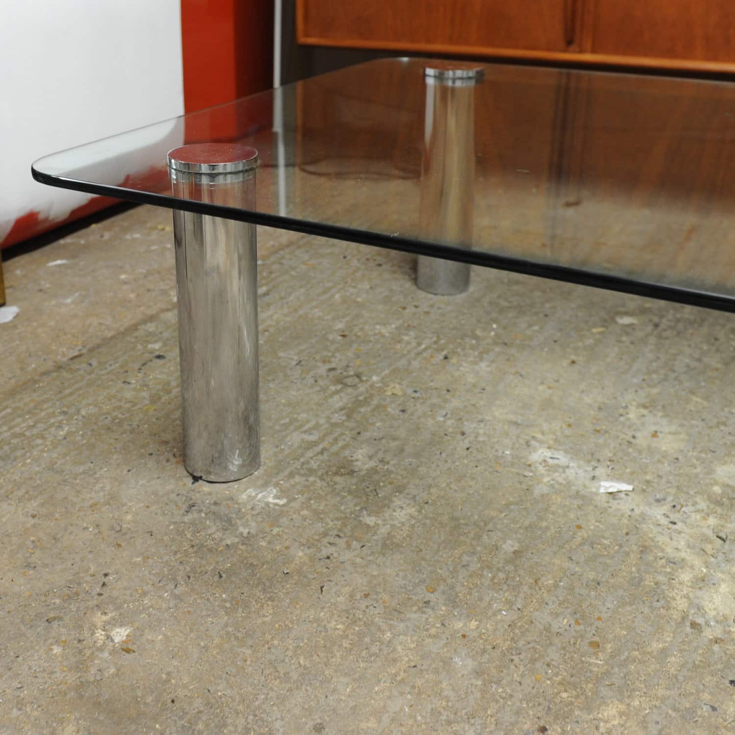Large Glass & Chrome Coffee Table By Marco Zanuso For Zanotta, Italy, 1960s