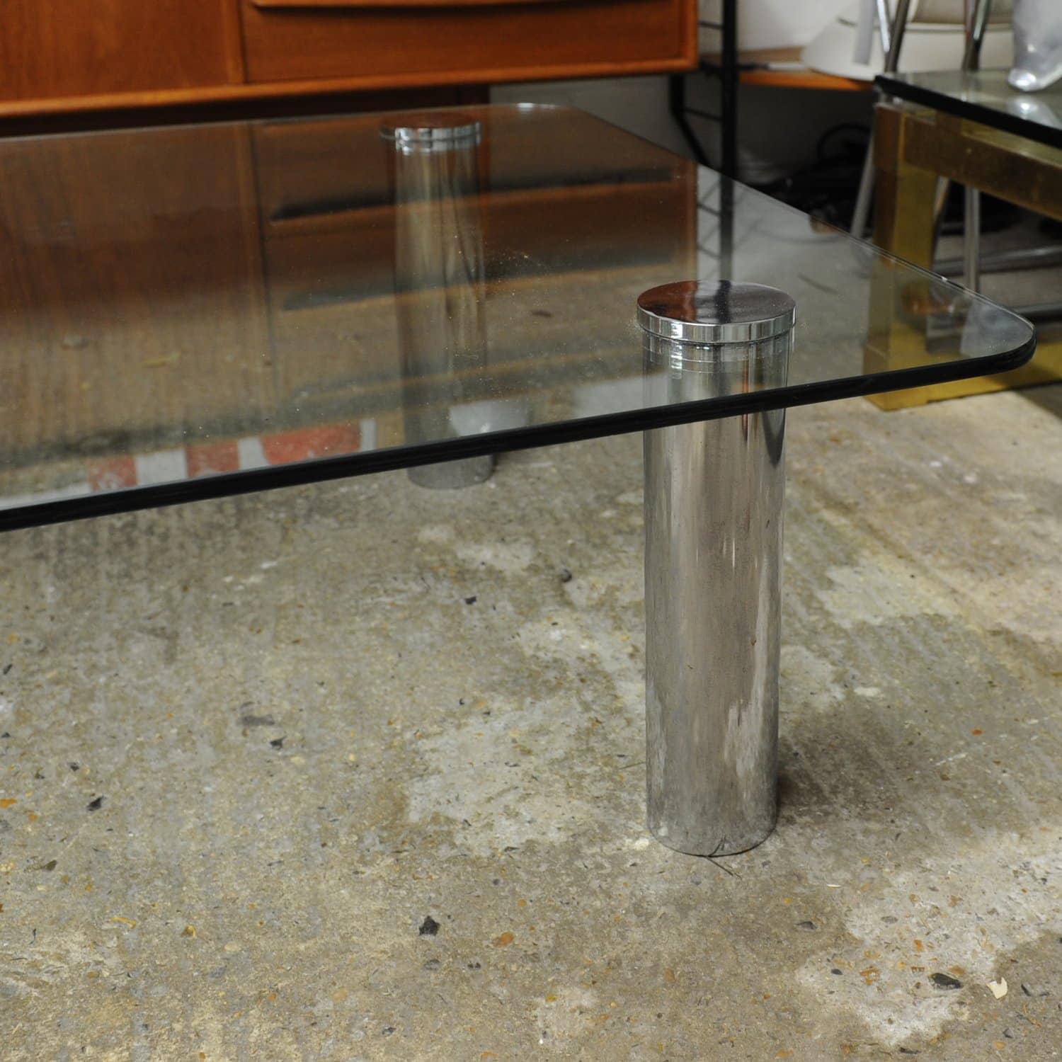 Large Glass & Chrome Coffee Table By Marco Zanuso For Zanotta, Italy, 1960s