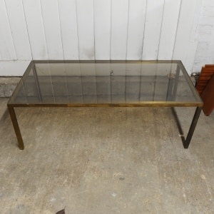 Vintage Rectangular Brass & Smoked Glass Coffee Table, 1970s