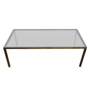 Vintage Rectangular Brass & Smoked Glass Coffee Table, 1970s