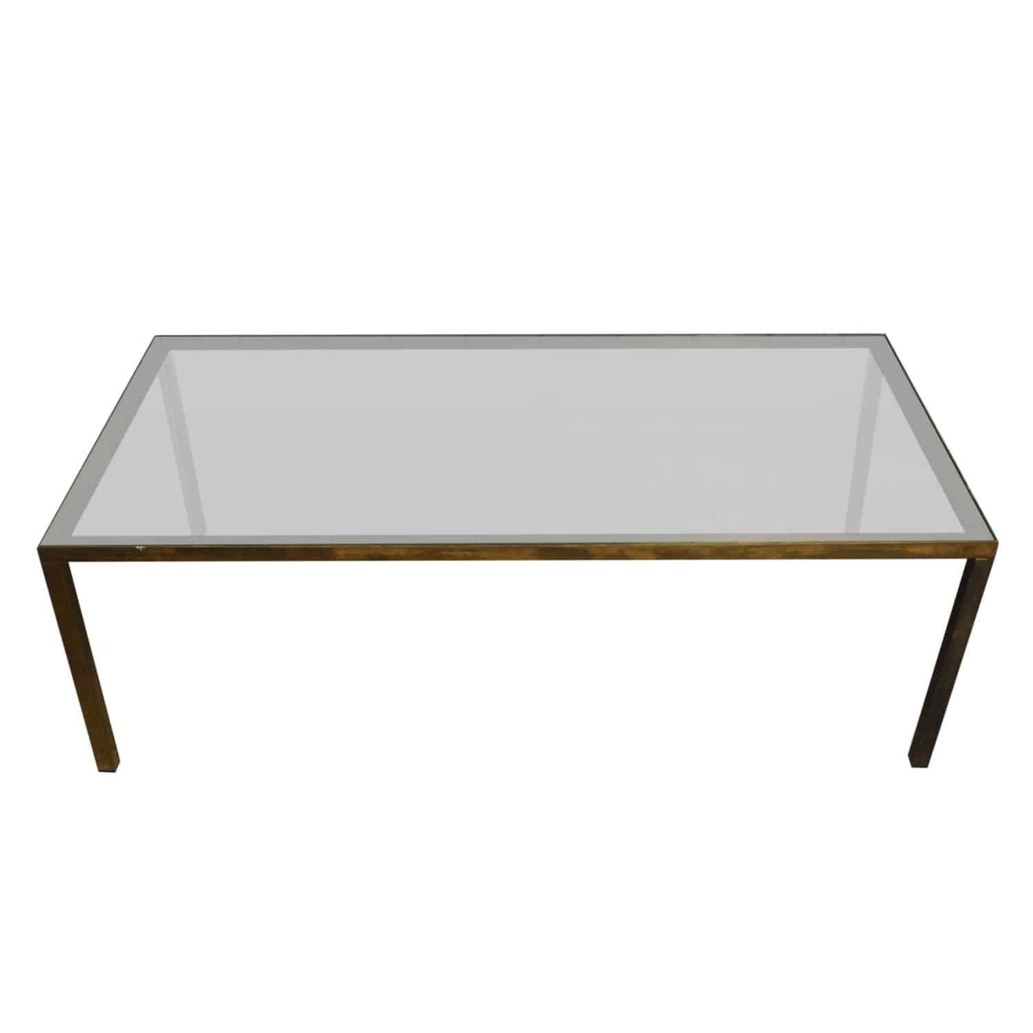 Vintage Rectangular Brass & Smoked Glass Coffee Table, 1970s