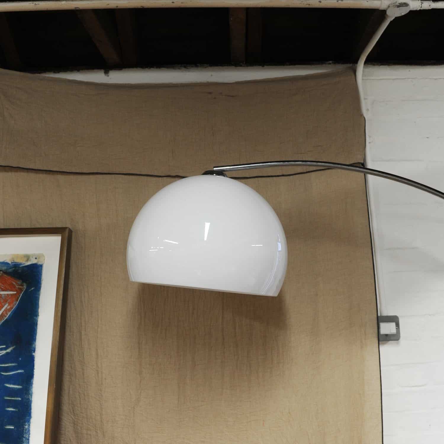 Vintage Chrome & Plastic Arc Lamp With Marble Base, 1980s