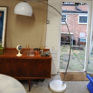 Vintage Chrome & Plastic Arc Lamp With Marble Base, 1980s