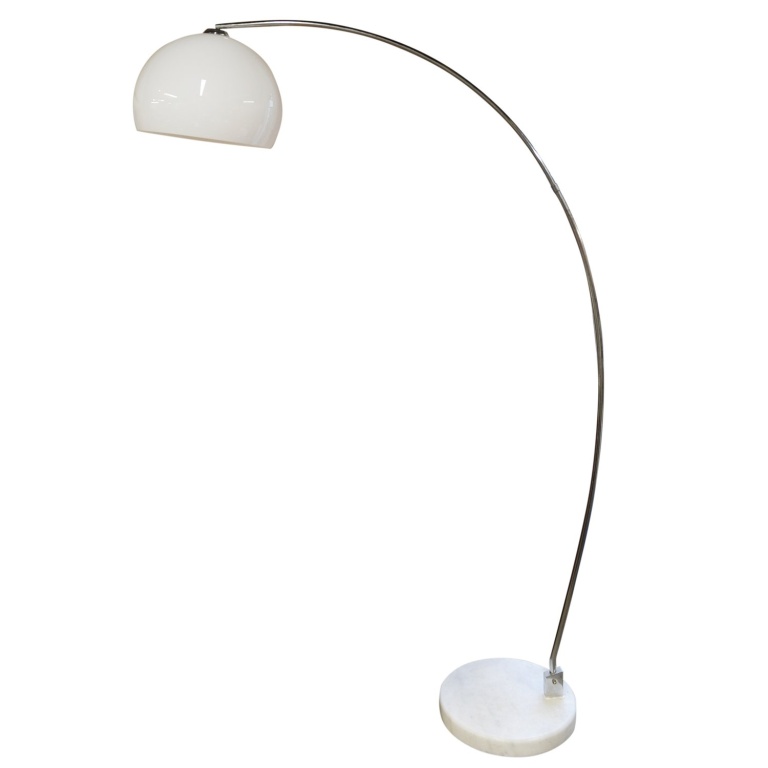 Vintage Chrome & Plastic Arc Lamp With Marble Base, 1980s