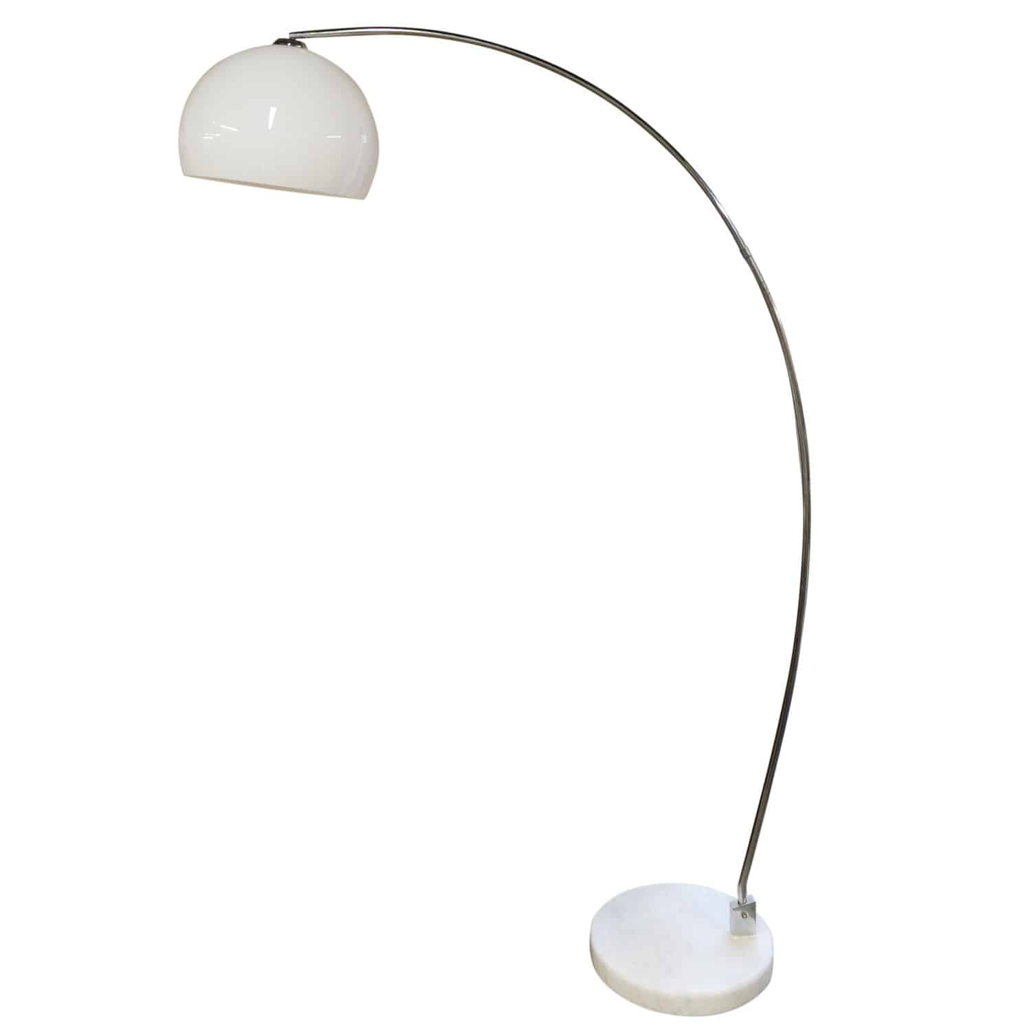 Vintage Chrome & Plastic Arc Lamp With Marble Base, 1980s