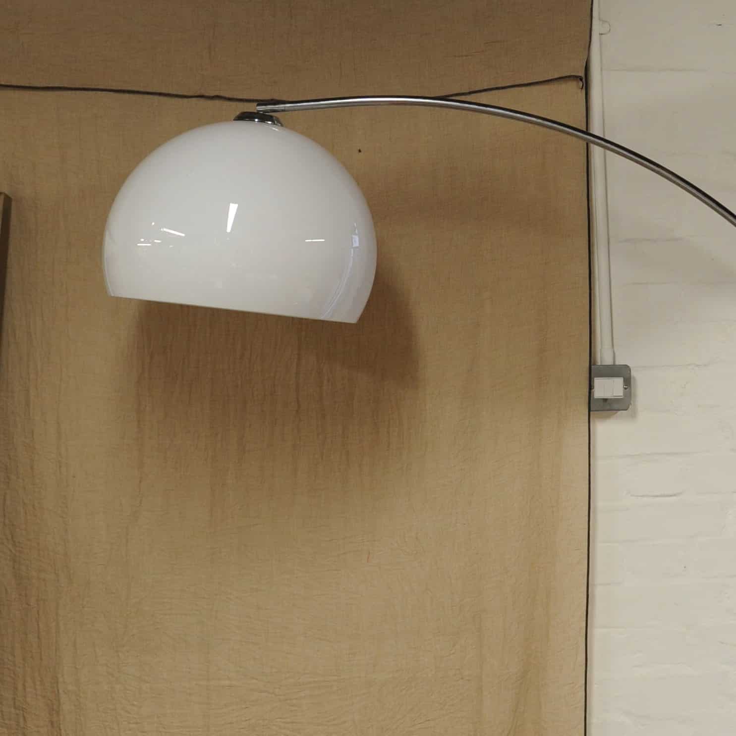 Vintage Chrome & Plastic Arc Lamp With Marble Base, 1980s
