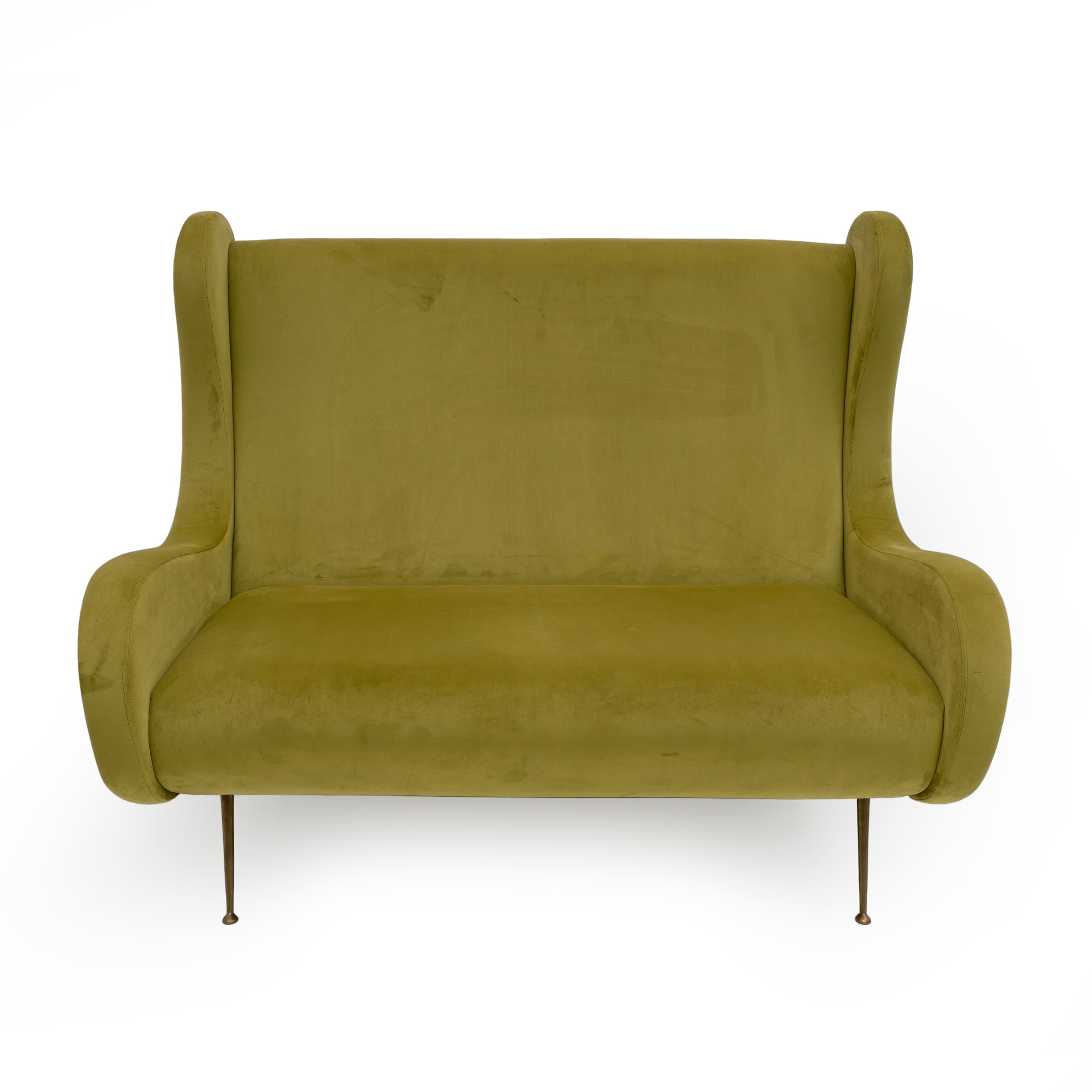 Marco Zanuso Attributed Mid-Century Modern Velvet Sofa Senior, Italy, 1950s